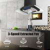 36 inch Stainless Steel Island Mount Range Hood 900CFM Tempered Glass w/LED Lights